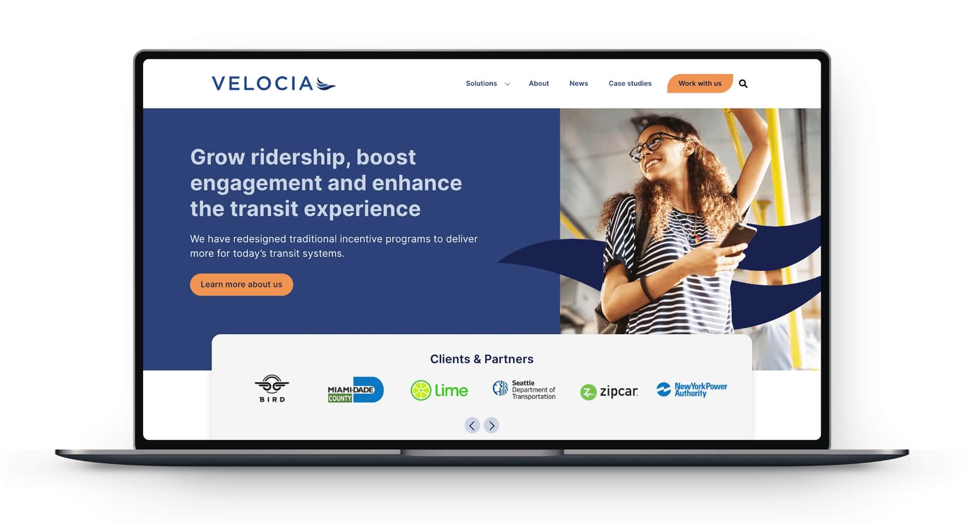 Desktop mockup of a design for a transit solutions app