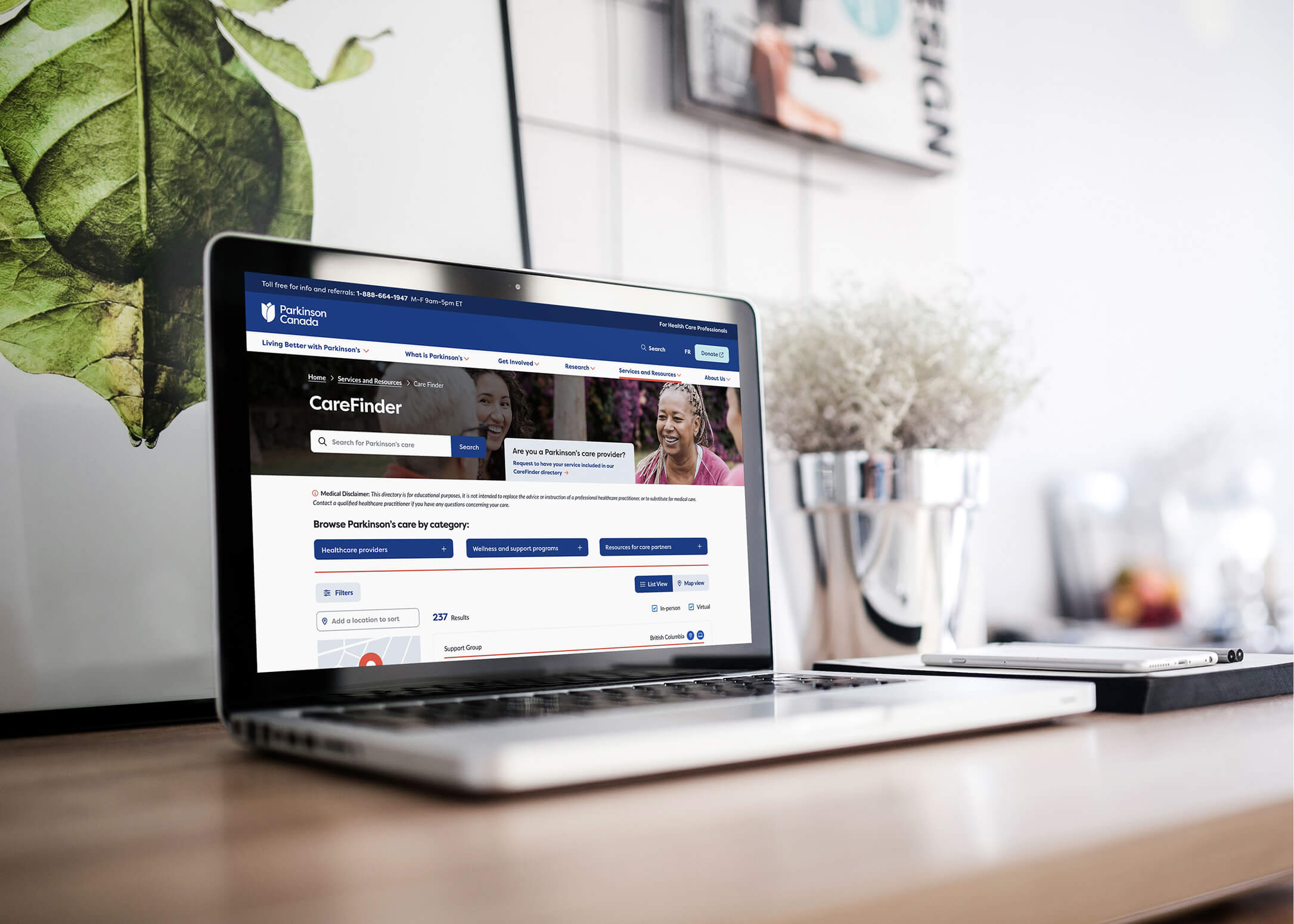 Laptop showing carefinder tool