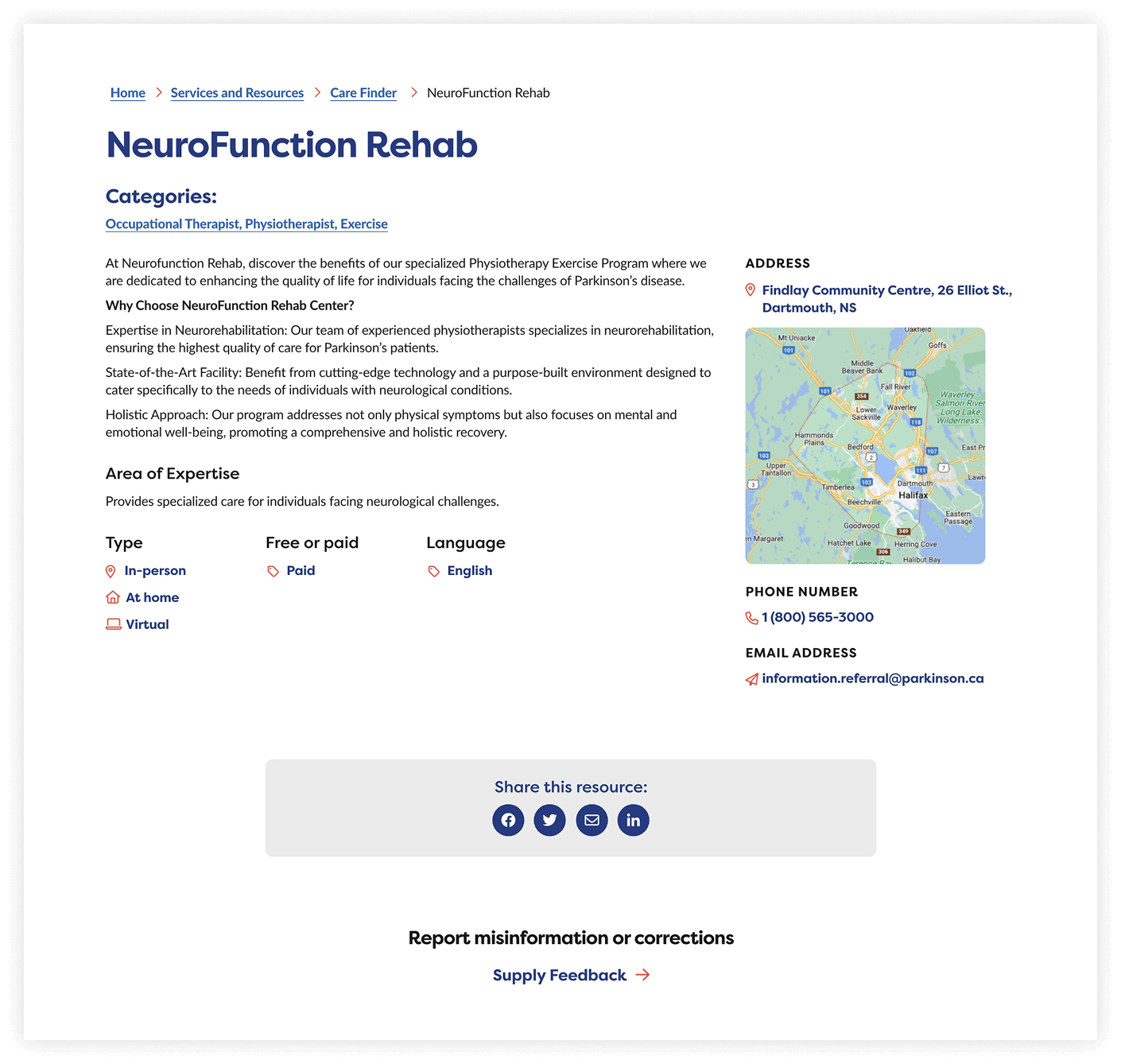 Care Finder Listing Screen