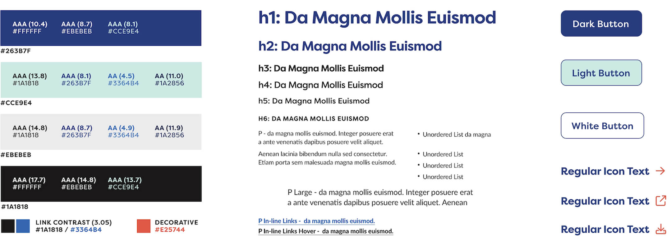 Website style guide snippets