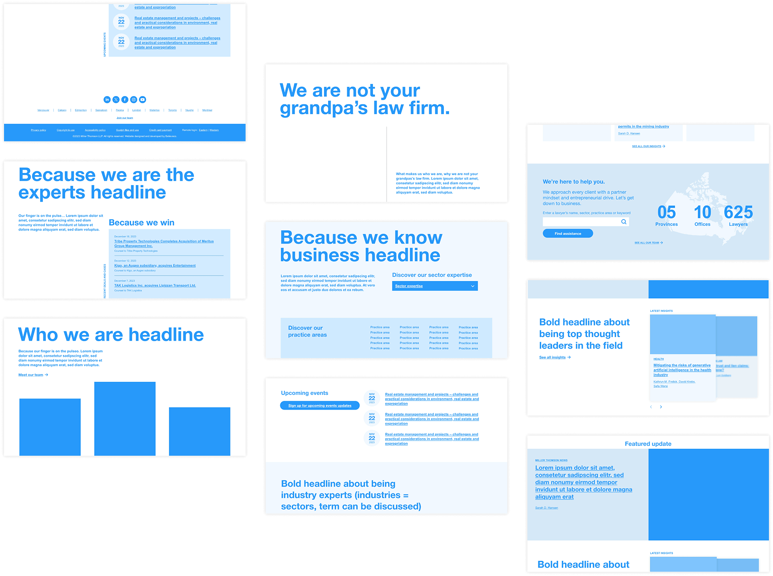 Wireframes of homepage